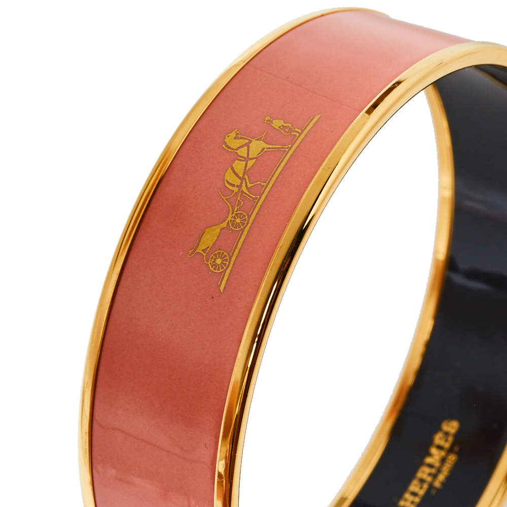 18K Enamel Cal¨¨che Wide Bangle Hermes Bracelet