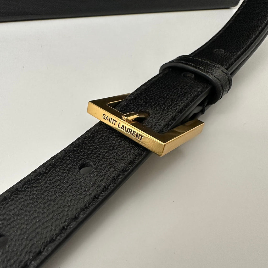 JUNE 19 BLACK QUILTED LAMBSKIN WITH GOLD LOGO BOX BAG