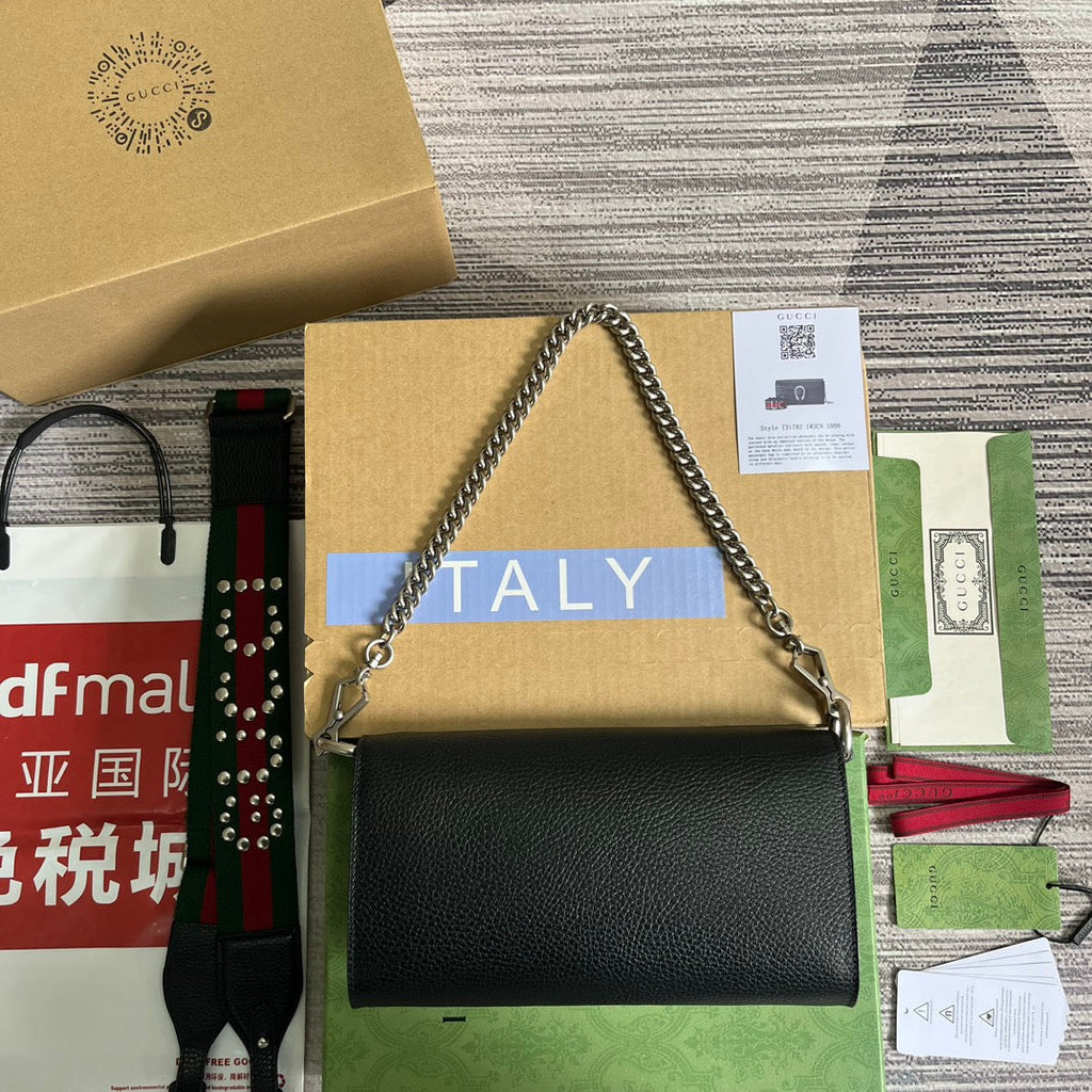 GUCCI DIONYSUS SMALL 25 BAG IN BLACK CALFSKIN