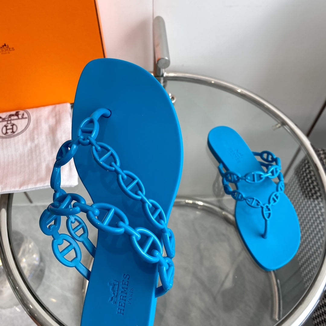 HERMES ISLAND SANDAL VIVID SKY BLUE PVC WATERPROOF