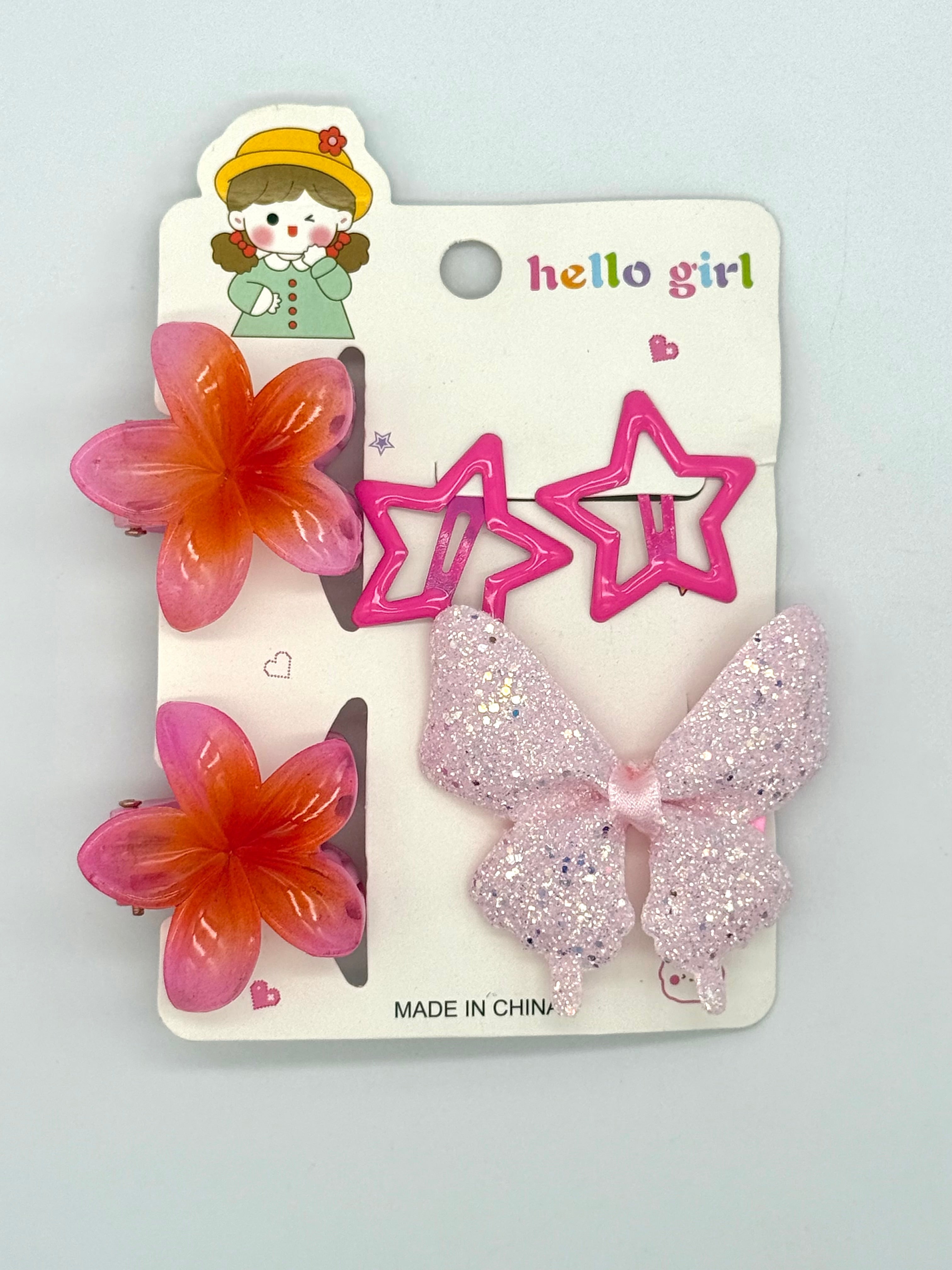 2 flower catchers, 2 star pins & 1 butterfly pin pack