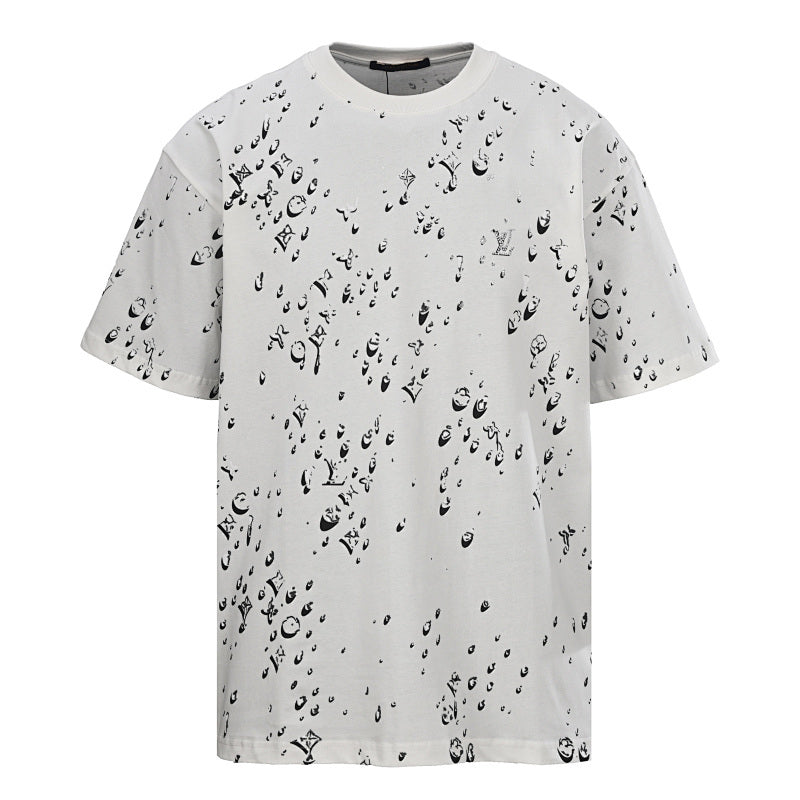 Louis Vuitton Water-Droplet Ink-Splatter Short-Sleeve T-Shirt