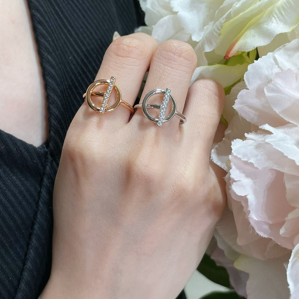 18K Echappee Diamond Hermes Ring
