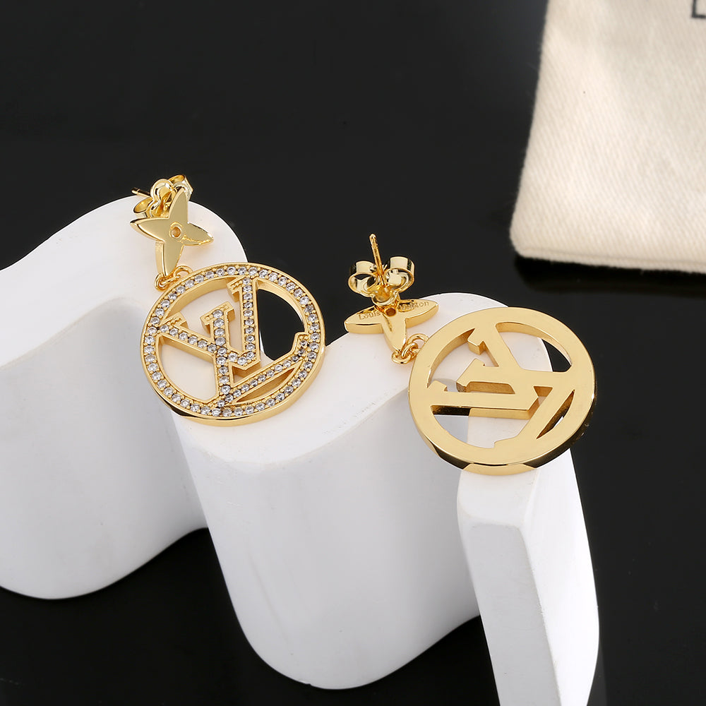18K Louis Vuitton Star Pendant Earrings