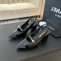 CHANEL Double C WOMEN'S Slingback SPIRIT TOE Black Lambskin