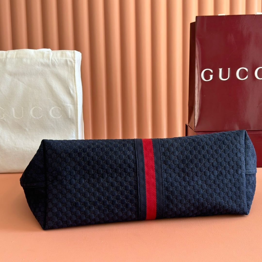 GUCCI 25S GIGLIO LARGE TOTE BAG 60 CM IN CHARCOAL GRAY CANVAS