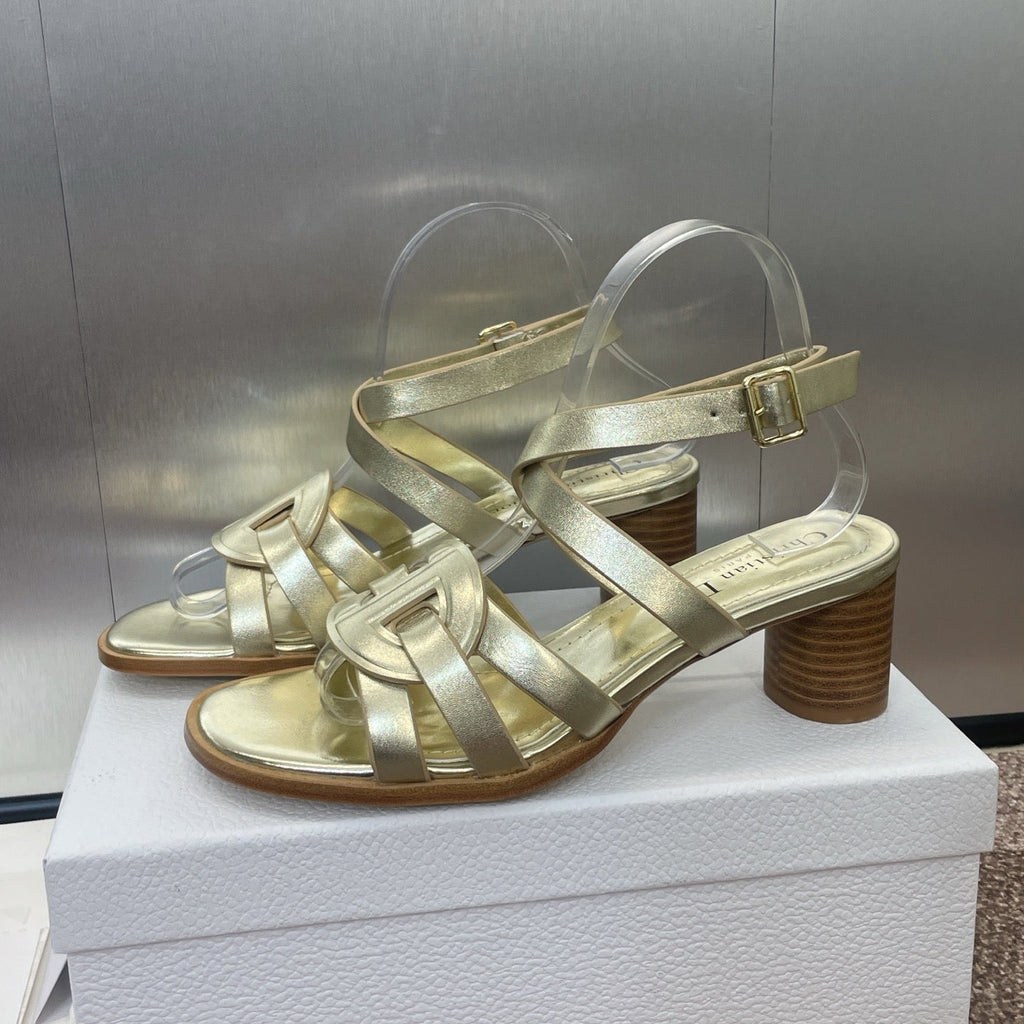 DIOR D-CLUB HIGH HEEL SLIDE 25S 55MM IN GOLD GLOSSY CALFSKIN