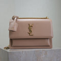 YSL 25S SUNSET BAG 22 IN WARM TAUPE PINK CALFSKIN GOLD HARDWRE